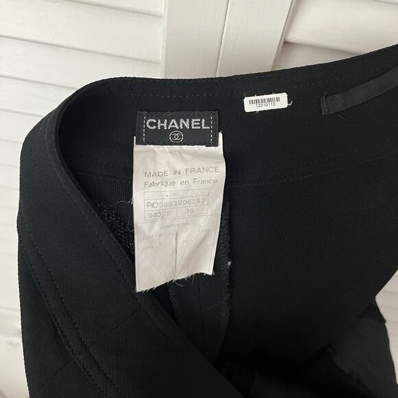 Chanel black pants, vintage 80's straight leg trousers high-rise size IT 36/XS-S - Picture 9 of 11